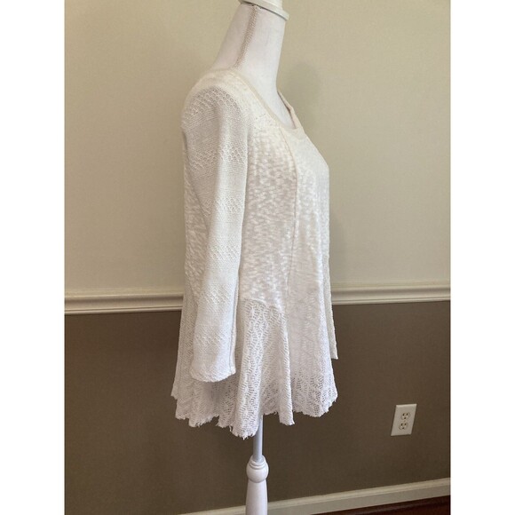 Anthropologie Meadow Rue Top White Hi Low Crochet - Picture 5 of 11